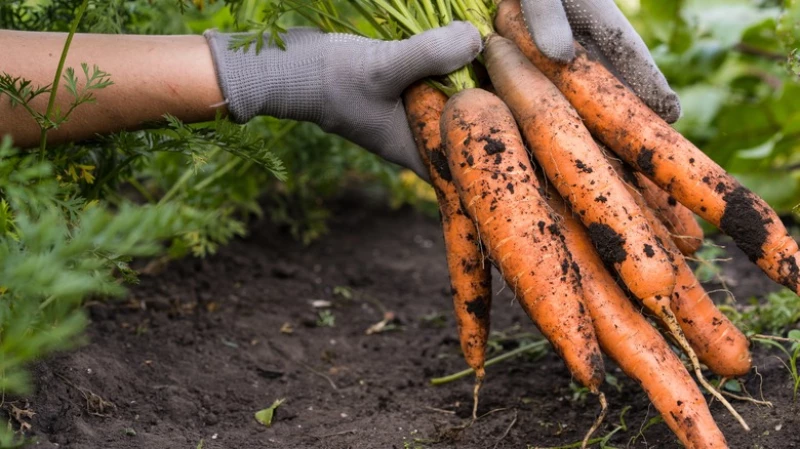 Carrots in light and airy soil